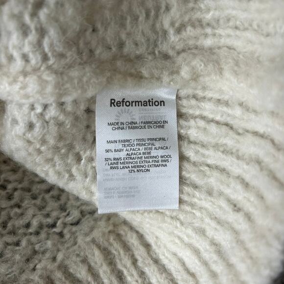 Reformation Kaya Oversized Baby Alpaca Wool Sweater Cream Sz XS Cozy Chunky Knit - Picture 13 of 16